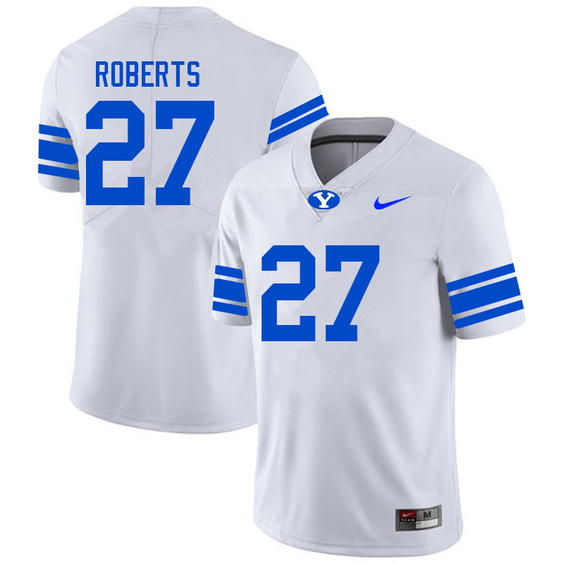 Men #27 Chase Roberts BYU Cougars College Football Jerseys Sale-White